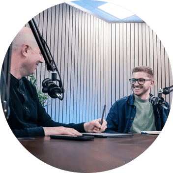phil and dan in the podcast studio