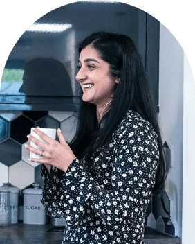 simran with tea
