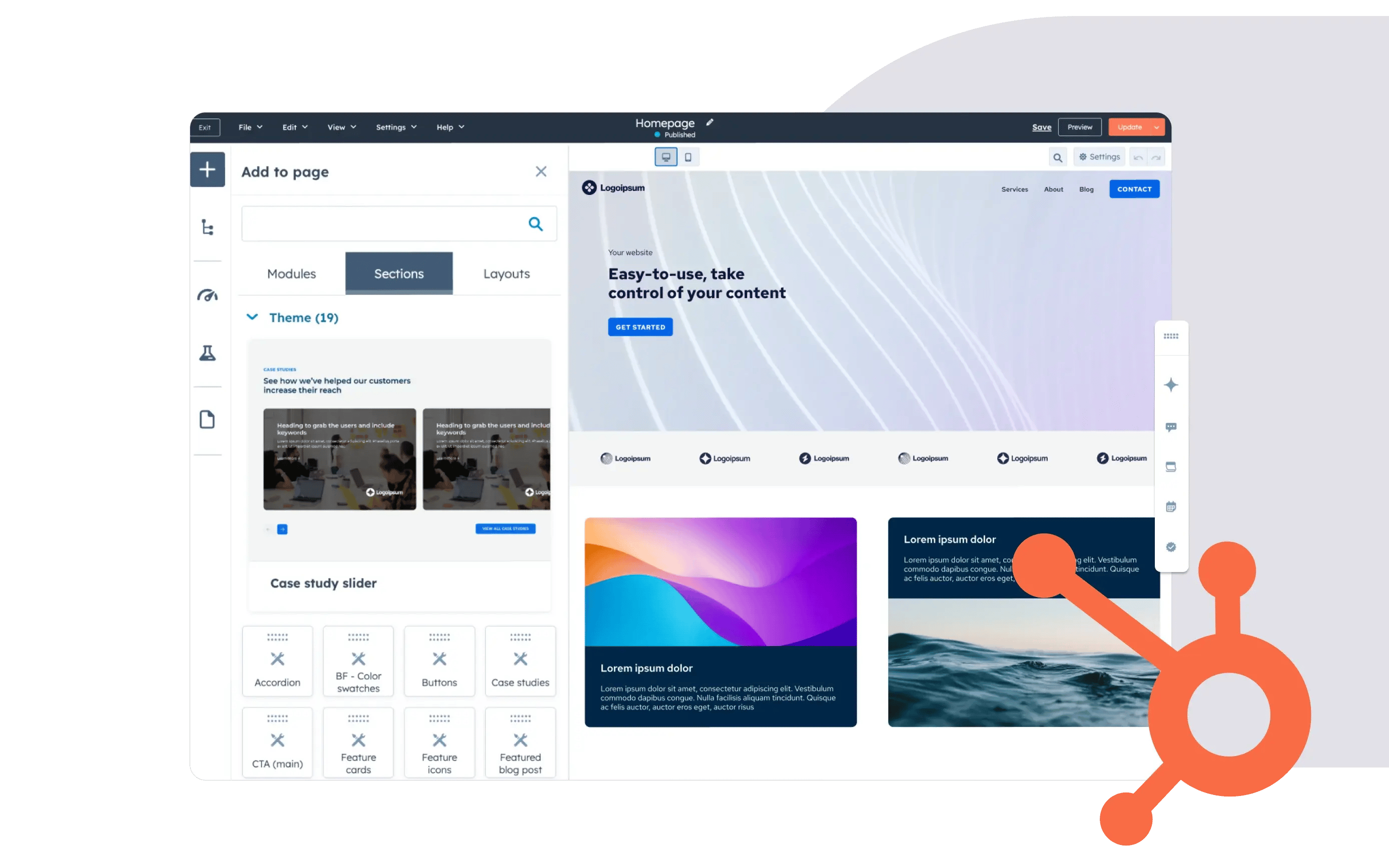 HubSpot editor